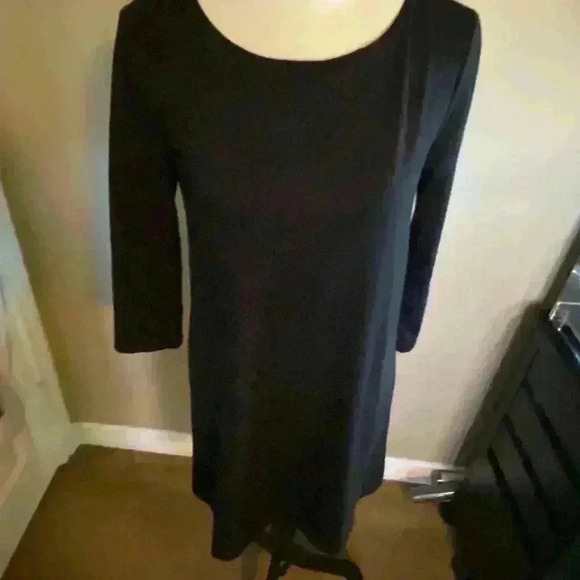 H&M Womens Black Classic Midi Longer sleeve comfortable velour small Dress - Picture 10 of 10